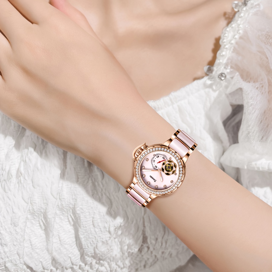 Glamorous Women's Automatic Mechanical Watch, Rhinestone Dial
